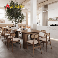 Ensemble de table à manger de luxe avec 4 chaises, meubles de restaurant en bois, table et chaises pour hôtel, restaurant, café