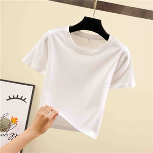 Murah Kosong <span class=keywords><strong>Crop</strong></span> Top Tee Shirt Polos Tanaman Kemeja untuk Wanita Polos Dipotong Tshirt - Product Image 6