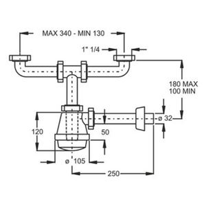 2-Way 1 "1/4" PVC siphon bonomini เครื่องมือหมุนแบรนด์ - Product Image 3