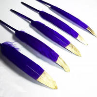 Plumes d'oie naturelles douces et pointues, teintes or, de 4 à 6 pouces, pour cosplay, carnaval, bracelet, châle, ailes, masque, mariage, fête, couture