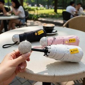 Luxury 5 Fold Manual <b>Umbrella</b> Easy Portable Capsule Umbrllas Sun Block protection with Rhinestone Handle - Product Image 2