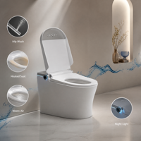 Toilette intelligente avec réservoir intégré, fonctionnement sans pression d'eau, couvercle à capteur automatique, chauffage instantané, bidet, séchage à air chaud, télécommande, siphon en P