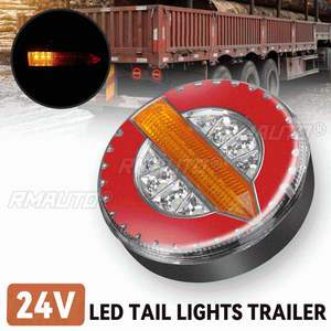 4 pièces Feux arrière LED ronds 24V pour remorques, clignotants séquentiels dynamiques, feux de freinage et de recul pour camions, tracteurs, remorques et fourgons - Product Image 2
