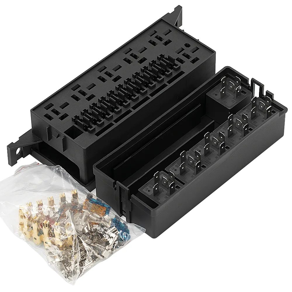 12V Automotive Waterproof Relay Socket 11 Way Bosch Fuse Holder Socket Relay Box With Terminals For Car Truck Marine Boat