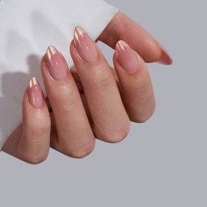 เล็บปลอม BTArtbox Chrome French Tip แบบกดติด ทำมือ ขายส่ง ทรงอัลมอนด์สั้น เจลนิ่ม ชุดเล็บปลอมสำเร็จรูป สำหรับผู้จำหน่าย - Product Image 1
