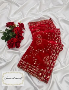 Exquisite Pink Bridal <b>Velvet</b> Dupatta with All Over Gold Zari Floral Vine Embroidery Wedding Shawl Stole Exquisite Weddings Shawl - Product Image 2