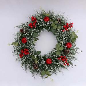 Wholesale Green PE Christmas <b>Wreath</b> With Gold <b>Decorations</b> Artificial Handmade Decorative Indoor Christmas <b>Wreath</b> - Product Image 2