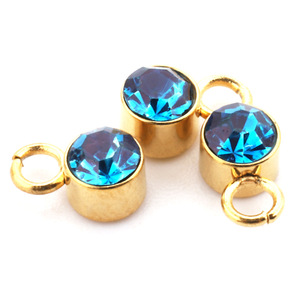 Pendentifs breloques en cristal 4 mm, sertissage clos, en acier inoxydable plaqué or, strass pierre de naissance pour la création de bijoux DIY et accessoires de loisirs créatifs - Product Image 5