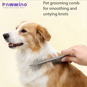 Peigne de toilettage Pawmino pour animaux de compagnie, en acier inoxydable, à dents fines et denses, pour démêler les poils des chats et des chiens, taille petite et moyenne - Product Image 4