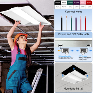 DLC Certified High Bay Workshop <b>Light</b> 2x4/2x2 <b>LED</b> Panel Troffer IP20 Rated 5-Year Warranty 5600LM <b>Dimmable</b> 3500K-6500K Color - Product Image 3