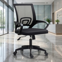 Chaise de bureau ergonomique en maille avec accoudoirs fixes, chaise de bureau pivotante réglable en hauteur pour poste de travail du personnel