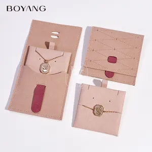 Boyang Logo personalizzato stampato collana anello orecchino borsa microfibra gioielli imballaggio custodia