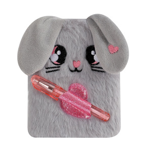 Children's Cute Cat <strong>Dog</strong> Plush Printed Mini Notebook with Pen Pocket Sewing Binding Portable <strong>Journal</strong> Student Gift Book - Product Image 5