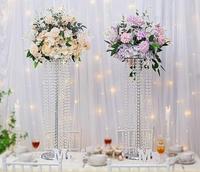 Support de fleurs professionnel en métal or et argent avec vase en cristal centres de table de mariage élégants décoration de mariage décorative