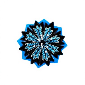 Customizable Silk Embroidered Badge <b>Sew</b>-On Felt Flower Design with Enamel Flag Pattern Bags Clothing Custom Logo Name <b>Pin</b> Badge - Product Image 1