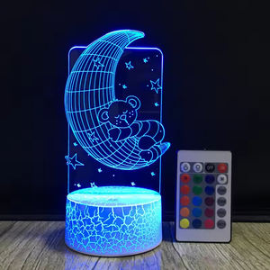 Lampada da Tavolo 3D <span class=keywords><strong>Moon</strong></span> <span class=keywords><strong>Bear</strong></span> con Luci LED Colorate a Cambio Graduale, Controllo Touch e Telecomando, Creativa Lampada da Tavolo LED 3D - Product Image 6