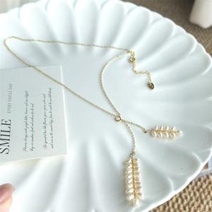 สร้อยคอเงินแท้ S925 ประดับมุกธรรมชาติทรงน้ำเต้า ดีไซน์ใหม่ งานฝีมือเคลือบทอง K คุณภาพสูง อเนกประสงค์ ทันสมัย-แพลตตินัม - Product Image 1