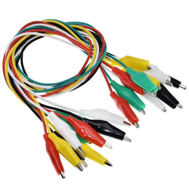 Apex APX-14 Five Colors Iron Alligator Clip Cable Test Leads 28mm Small Size Crimping Connection 46cm Safety Silicone/Rubber