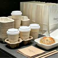 Gobelet à café jetable en papier kraft avec logo personnalisé, couvercle en PE imperméable, respectueux de l'environnement
