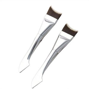 Brocha de maquillaje de doble punta con forma de cola de sirena, brocha curva para base, brocha para mascarillas, brocha de maquillaje con raspador. - Product Image 6