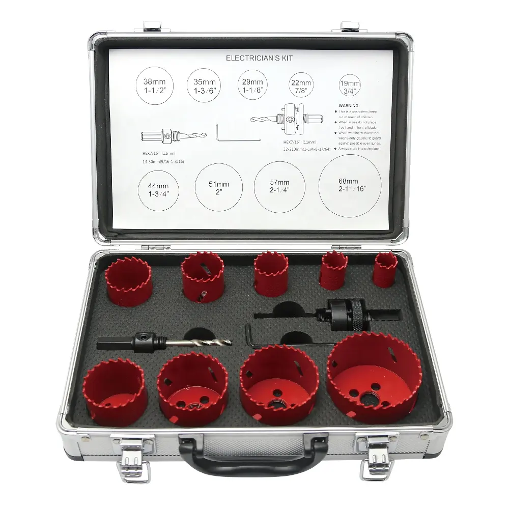 Factory 13Pcs Hole Saw Cutter 14-210mm Bi Metal M3 M42 Hole Saw Set For Pallet Nail-embedded Wood