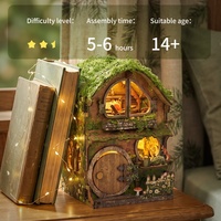 Hamaileon Green VineCottage Kit de Casa en Miniatura de Madera, Rompecabezas 3D DIY, Cabaña de Bosque de Cuentos de Hadas con Luz LED, Decoración para Estantería, Regalo