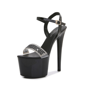 Nouvelles sandales noires d'été à talon fin de 15 cm, plateforme antidérapante, à bride en T, talons hauts, chaussures de soirée pour femmes, taille unique - Product Image 5