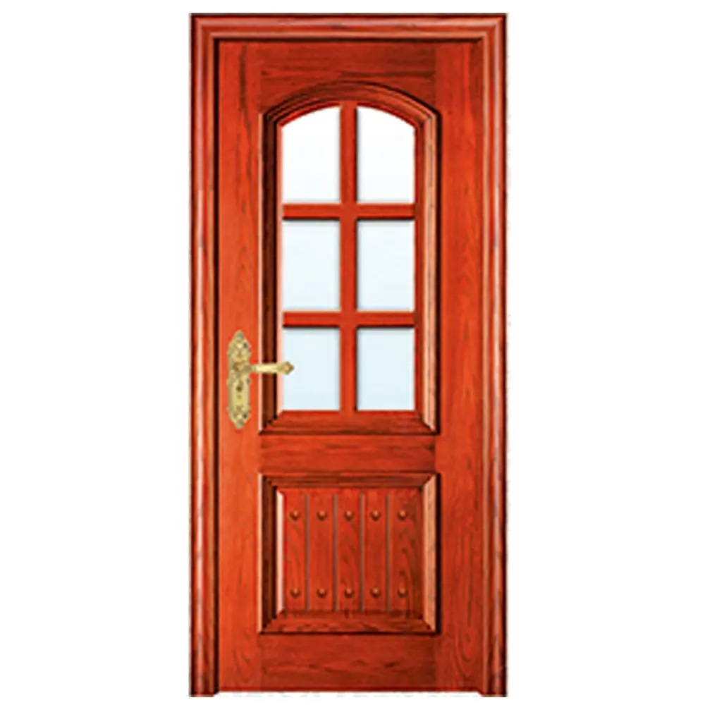 High Quality Interior Wooden House Glass Bedroom Door Design Model