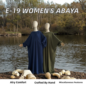 Túnica Informal para Mujer E-19, Abaya Holgada Hecha a Mano, Ropa de Oración Islámica de Poliéster Transpirable con Estampado a Mano - Product Image 3