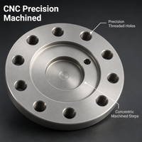 Tapa de Válvula de Aluminio de Precisión, Brida Mecanizada por CNC, Placa de Extremo Hidráulica con Orificios Roscados para Pernos, Anodizado Duro