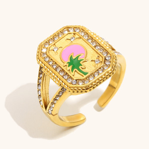 D1-146 hongtong PVD แหวนชุบทอง18K ทำจากสเตนเลสสตีลสวยเกินจริงน่ารักละเอียดอ่อนขายดี - Product Image 3
