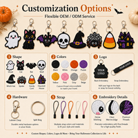 Porte-clés brodé Halloween, pendentif pour sac à dos, breloque personnalisée, vente en gros pour souvenirs de vacances et cadeaux