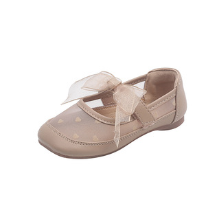 Zapatos de Princesa <span class=keywords><strong>para</strong></span> Niñas, Estilo Verano 2024, Zapatos de Cuero <span class=keywords><strong>con</strong></span> Lazo de Malla <span class=keywords><strong>para</strong></span> Niñas, Sandalias Dulces de Suela Suave <span class=keywords><strong>con</strong></span> <span class=keywords><strong>Velcro</strong></span> <span class=keywords><strong>para</strong></span> Bebés - Product Image 1