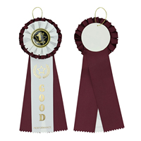 Feuille d'or MIDI de conception personnalisée Couleurs assorties Rubans de rosette ronde de reconnaissance de selle Prix pour la compétition sportive