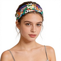 Bandeau élastique imprimé thème football, style sportif mignon, à large bord, accessoires pour cheveux pour femmes