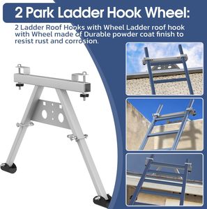 Support d'échelle réglable en longueur JH-Mech pour toit avec patin antidérapant en caoutchouc, stabilisateur d'échelle extensible robuste - Product Image 3