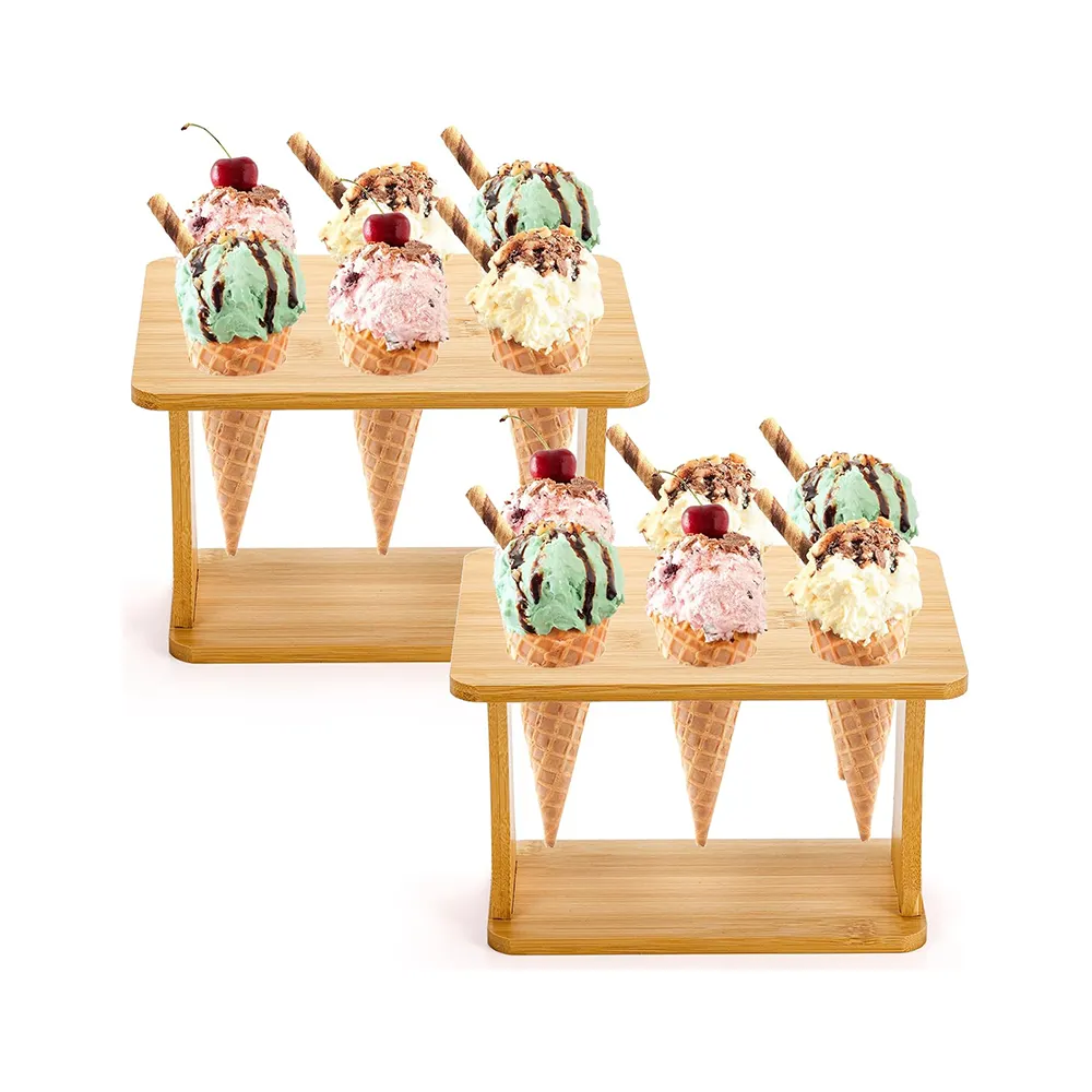 Tre Ice Cream Cone chủ với 6 lỗ Waffle Cone chủ Sushi tay cuộn đứng Cone chủ đứng cho bữa tiệc sinh nhật tự chọn