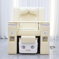 Chaise de pédicure électrique inclinable en promotion avec coussin en forme de arc, bain de pieds, table latérale et prise pour salon de beauté commercial