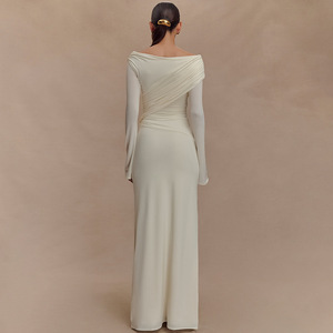 Elegante Vestido Largo para Mujer, Cuello en V, Asimétrico, Ajustado, Vestido de Noche, Cintura Natural, Cómodo, Moderno, Ropa Casual - Product Image 4