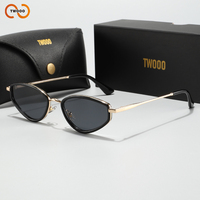 TWOOO T1891 Nouvelle Arrivée Lunettes de Soleil Tendance Transfrontalières Luxe Léger Monture Fine Œil de Chat Lunettes de Mode Haut de Gamme Vente en Gros