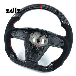 Volant en fibre de carbone pour <span class=keywords><strong>Tesla</strong></span> <span class=keywords><strong>Model</strong></span> S 2021 <span class=keywords><strong>2022</strong></span> Yoke <span class=keywords><strong>Plaid</strong></span> en cuir, volant de voiture <span class=keywords><strong>Model</strong></span> S, possibilité de personnalisation - Product Image 2