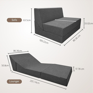 Gấp sofa giường kích thước duy nhất với gối bộ nhớ bọt chuyển đổi ngủ ghế sàn ghế <span class=keywords><strong>futon</strong></span> lười biếng cho phòng khách - Product Image 5