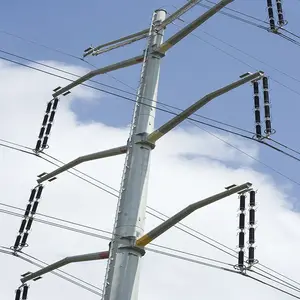 Poste de potencia monopolar galvanizado de 110kv/132kv para Línea de Transmisión 750kv Torre de telecomunicaciones Estructura tubular de acero