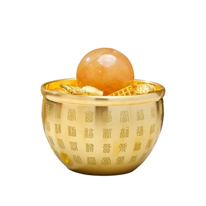 Sfere di cristallo naturale giallo ghiaccio, vasi Baifu, riso, pietre frantumate, bacinelle per tesori, oggetti artigianali, per attirare la ricchezza - Product Image 2