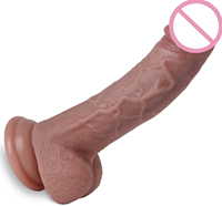 Dildo réaliste pour adultes, souple et avec ventouse puissante, mains libres, stimulation du point G, en silicone liquide couleur chair, ventouse robuste