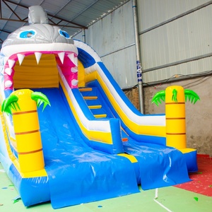 Toboggan aquatique gonflable sur le thème des requins, château gonflable commercial extérieur en PVC pour enfants, taille personnalisée, location pour fêtes, capacité 500 kg - Product Image 4