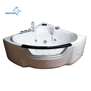 Aquacubic 53 in. Acryl Whirlpool Eck badewanne Luxus Hydro massage Wasser Jets Ein weich massage SPA Wanne