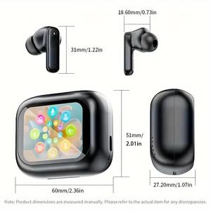 Auriculares TWS con Pantalla Táctil y Estuche de Carga Interactivo Inteligente, Auriculares Inalámbricos Intrauditivos con ENC, Pantalla Digital, Resistentes al Agua - Product Image 3