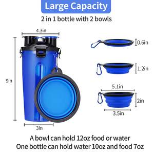 Bouteille d'eau portable pour chien, bouteille d'eau et de nourriture pour chien, bouteille d'eau de voyage pour chien avec récipient de nourriture - Product Image 3
