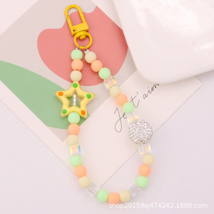Nouveau tacheté acrylique pentagramme porte-clés pendentif créatif coloré perle chaîne accessoires étui pour écouteurs décoration - Product Image 6